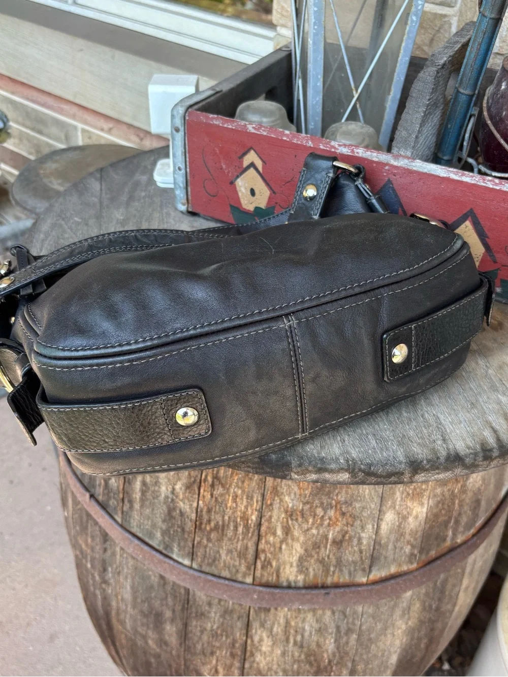 Coach Carly Vintage Black Leather Hobo Bag